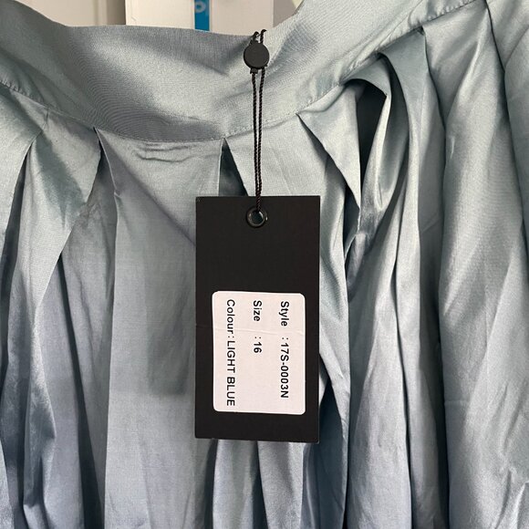 PLEATED SOFT TAFFETA BALLGOWN SKIRT LIGHT BLUE - Picture 6 of 7